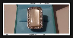 Steel by Design Mother of Pearl & Simulated Diamond Statement Ring Sz 9
